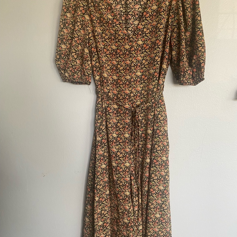 Carly Jean Los Angeles Floral Midi Dress - Black and Orange